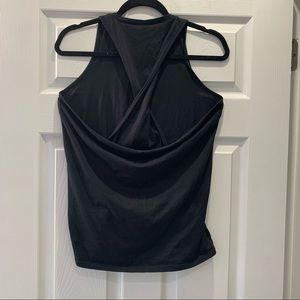 Fabletics Black Crewneck Cross Back Tank Top- Small